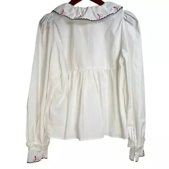 CRAS Denmark Nayacras Women Blouse Ebroidered Collar Shirt Top White size 36 - Picture 2 of 12